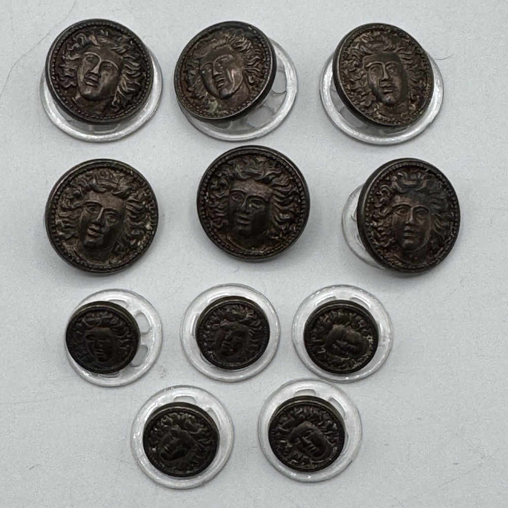 Turbulence Simon Sebbag Replacement Buttons Bronze Medusa Face Jacket 11 Pc
